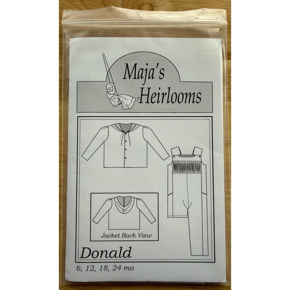Maja's Heirlooms Pattern: DONALD Romper & Jacket Ensemble Size 6 Months-24 Month